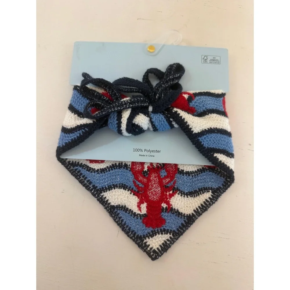 Piper K Crochet Lobster Head Scarf Bandana Summer Concert Nautical Sea Beach